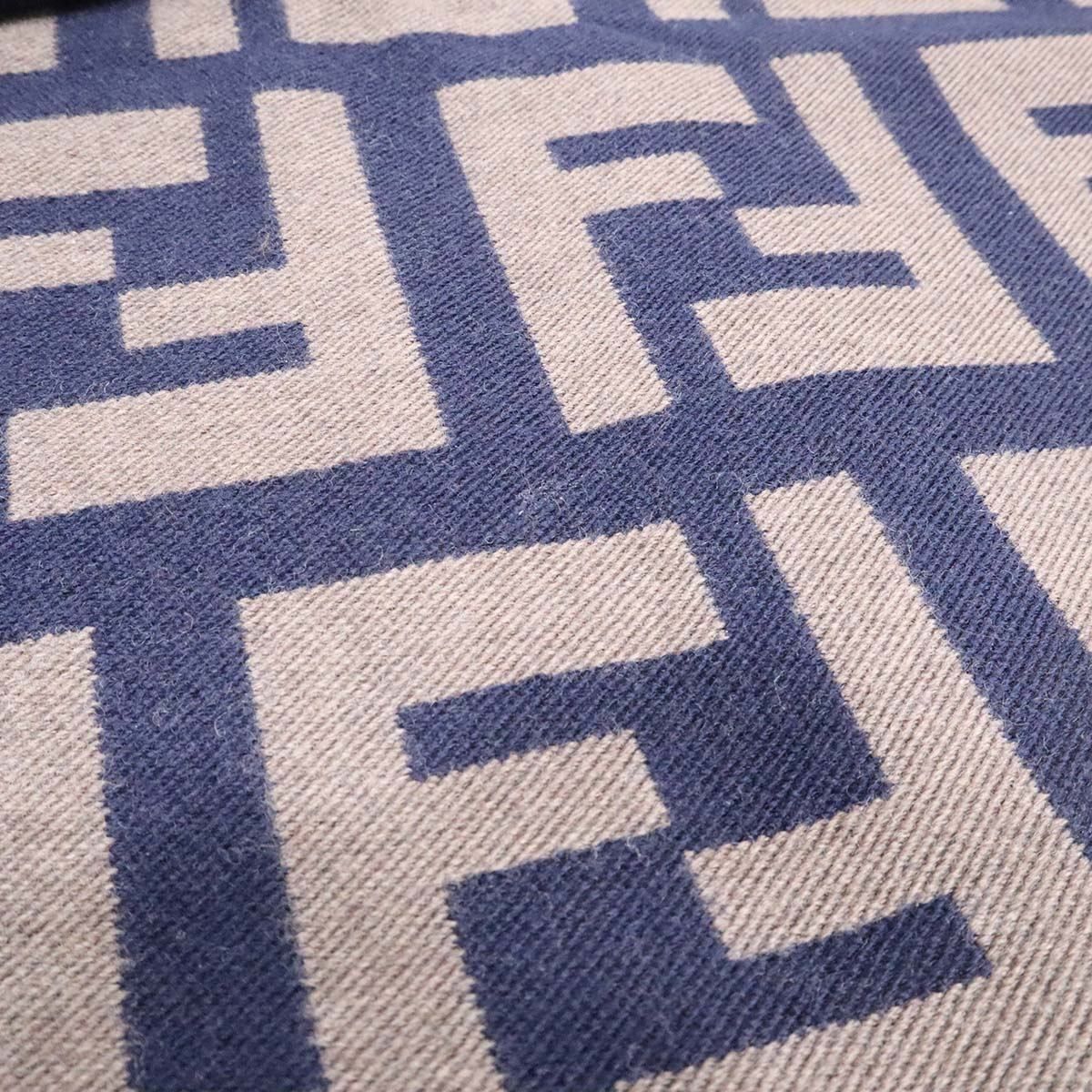 FENDI フェンディ マフラー ズッカ柄 ネイビー/ブラウン 服飾小物