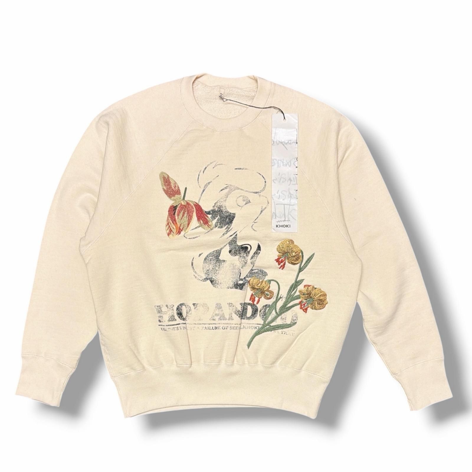 参考上代60500円 未使用 KHOKI 24AW Vintage finished sweatshirt ヴィンテージスウェットシャツ トレーナー コッキ 24fw-t-04 Oatmeal 3 （15477M）