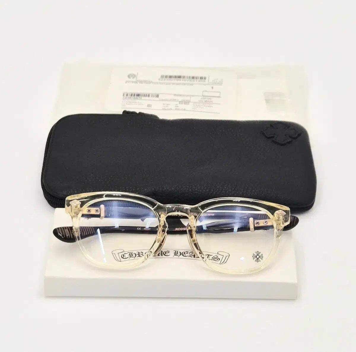 中古ブランドセレクト CHROME HEARTS クロムハーツ ロードオブヒーローズ リーシクル クリア イエロー メガネフレーム サイズ 51