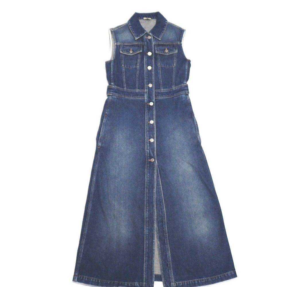 NA19281 クリスチャンディオール ノースリーブ ワンピース デニム 7A22150A1315 コットン ブルー系 レディース Christian Dior 中古