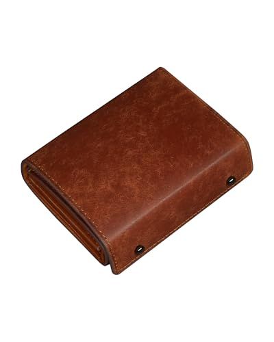 [Kawaoto] 財布 メンズ 2つ折り プエブロレザー 二つ折り財布 本革 大容量 コンパクト 小さい 箱型財布 左利き 右利き プレゼント 紳士用 人気 (弁柄色)pms da1e1b09