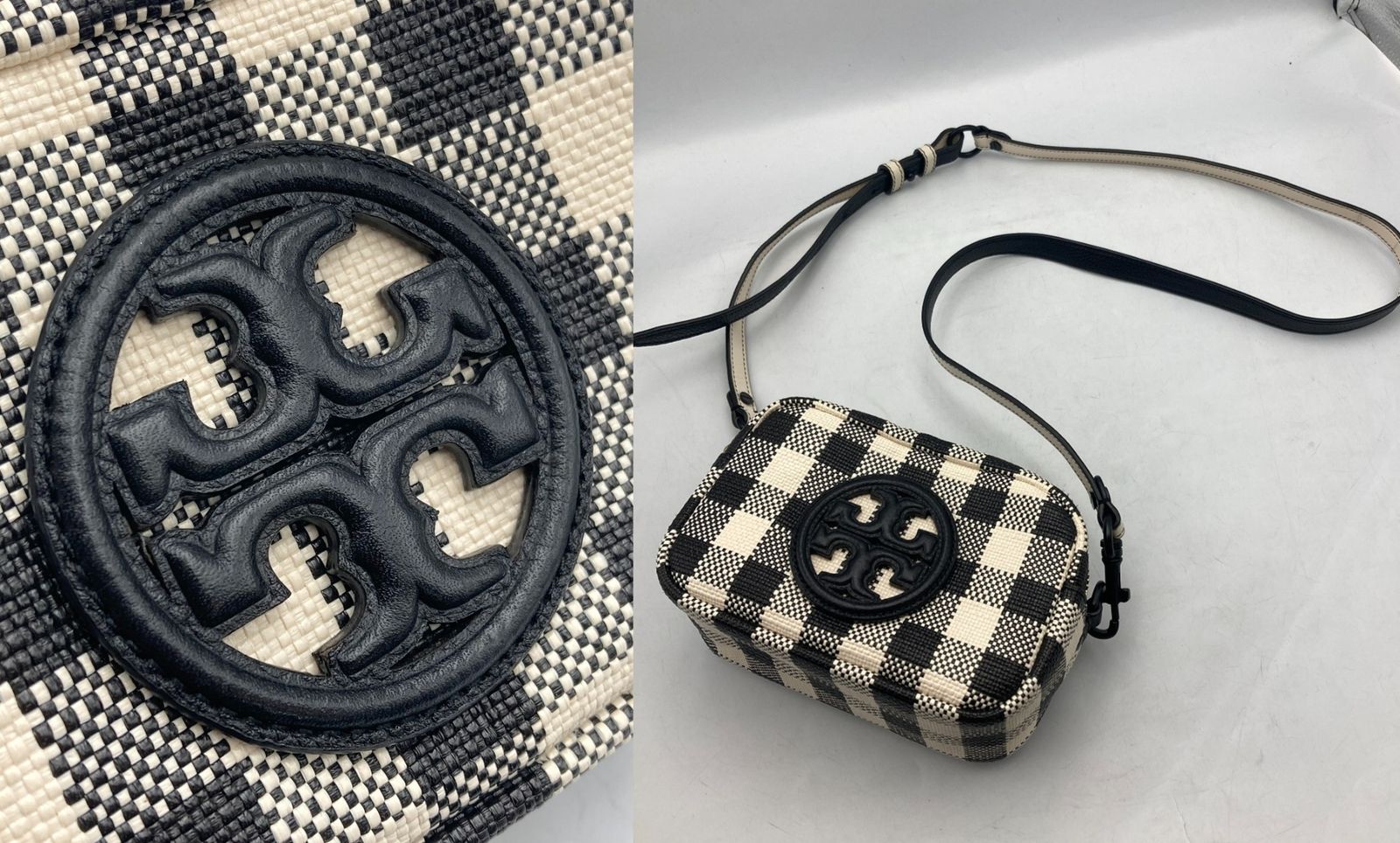 TORY BURCH トリーバーチ ペリー ボンベ ギンガム ミニバッグ 中古 D4