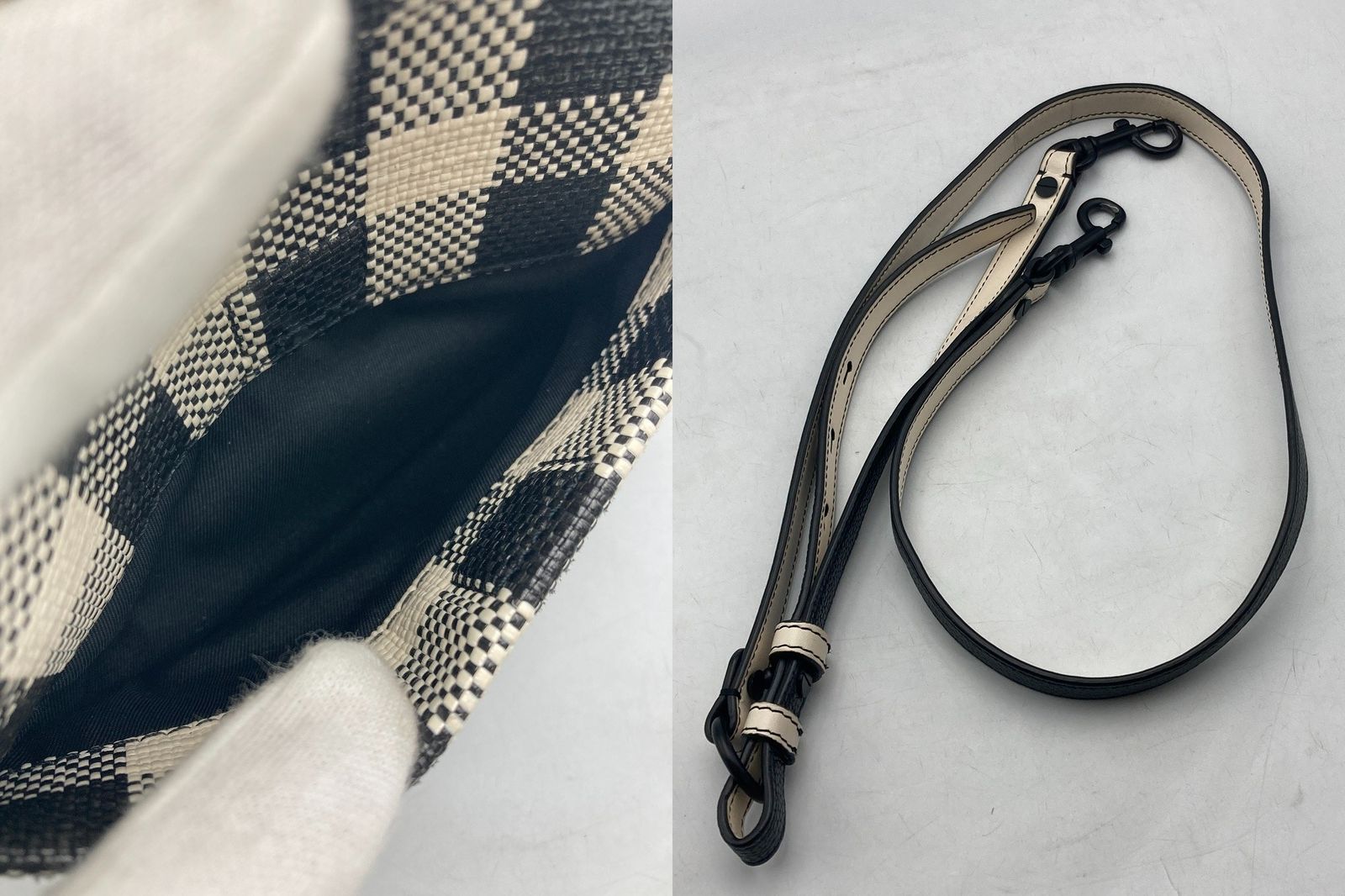 TORY BURCH トリーバーチ ペリー ボンベ ギンガム ミニバッグ 中古 D4