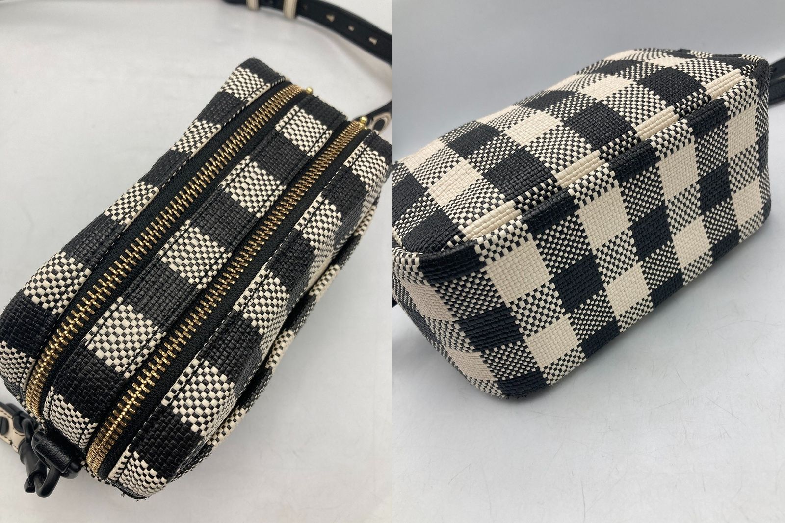 TORY BURCH トリーバーチ ペリー ボンベ ギンガム ミニバッグ 中古 D4