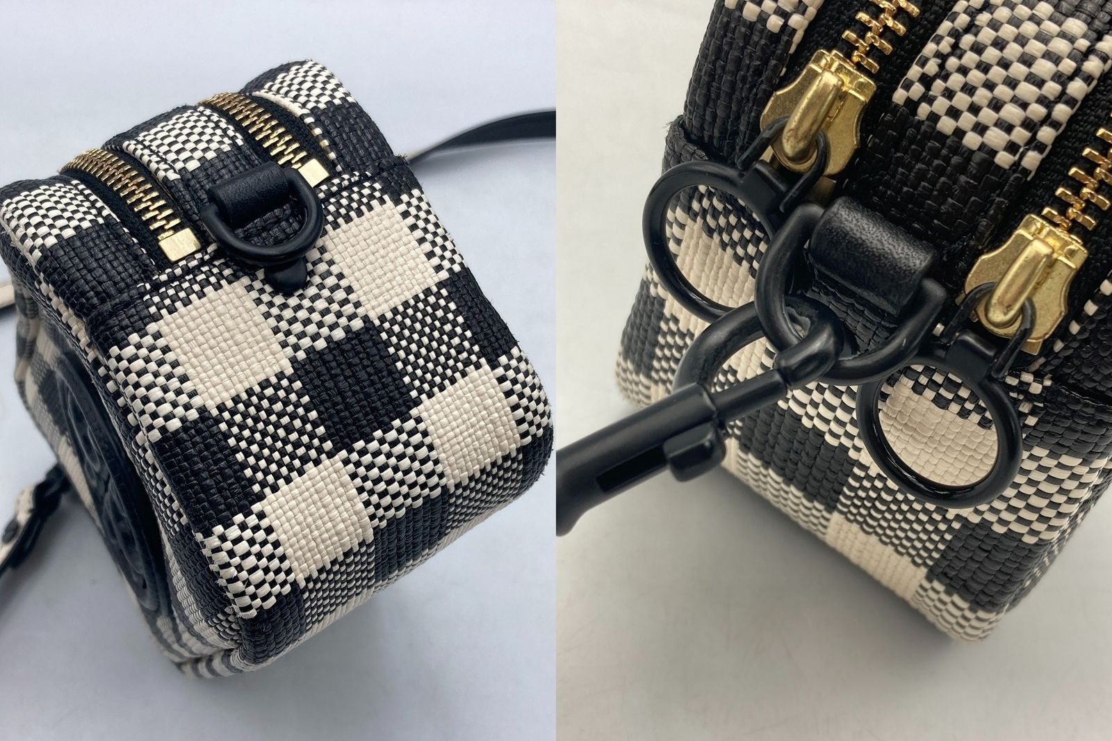 トリーバーチ ペリーボンベギンガムミニバッグ　ショルダーバッグ TORY BURCH トリーバーチ ペリー ボンベ ギンガム ミニバッグ 中古 D4