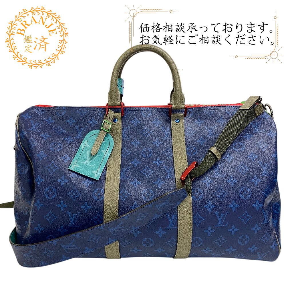 LOUIS VUITTON/ルイヴィトン M43855 キーポル バンドリエール45 モノグラムパシフィック ボストンバッグ ブルー ユニセックス