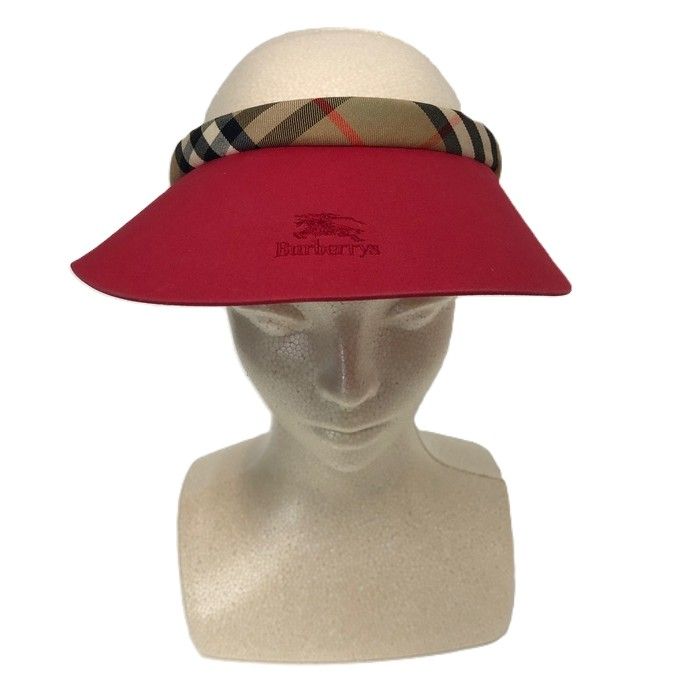 Burberry バーバリー サンバイザー バーバリーチェック ピンク フリーサイズ【中古】【良品】