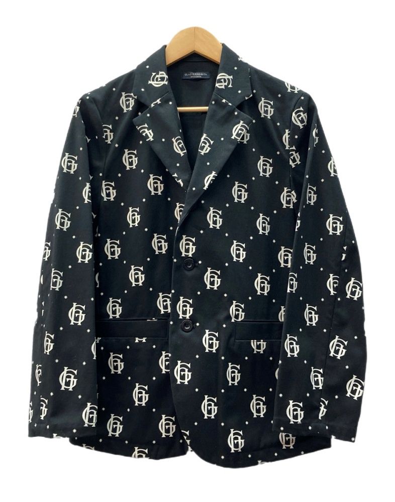 グラッドハンド GLAD HAND FAMILY CREST Tailored Jacket テーラード ジャケット モノグラム 10Anniv 周年記念 アウター 黒 ジャケット 総柄 ブラック Sサイズ 104MT-3180