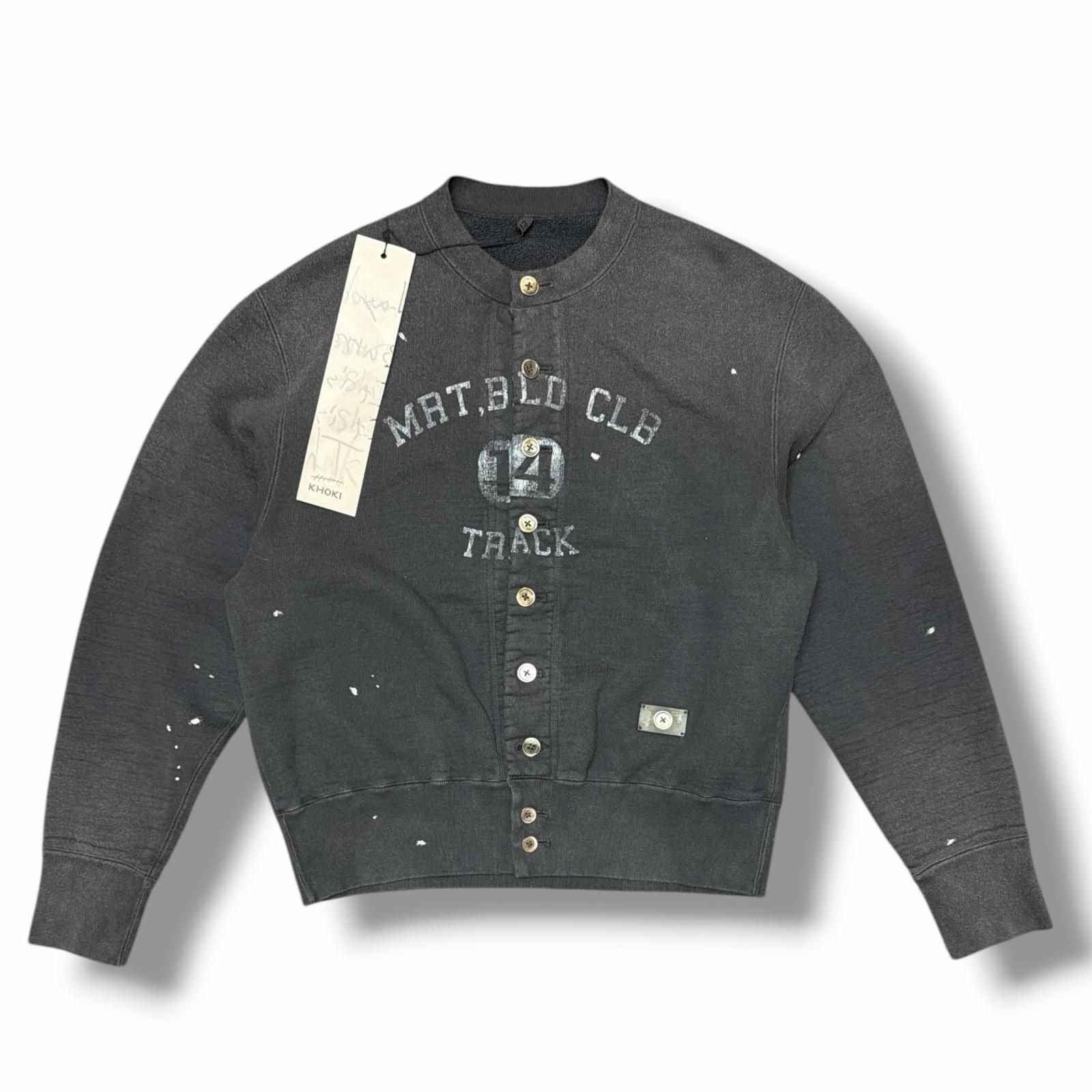 参考上代56100円 未使用 KHOKI 25AW Vintage-effect sweat cardigan ヴィンテージエフェクトスウェットカーディガン トレーナー コッキ 25fw-t-03-v ブラック 2 （15455M）