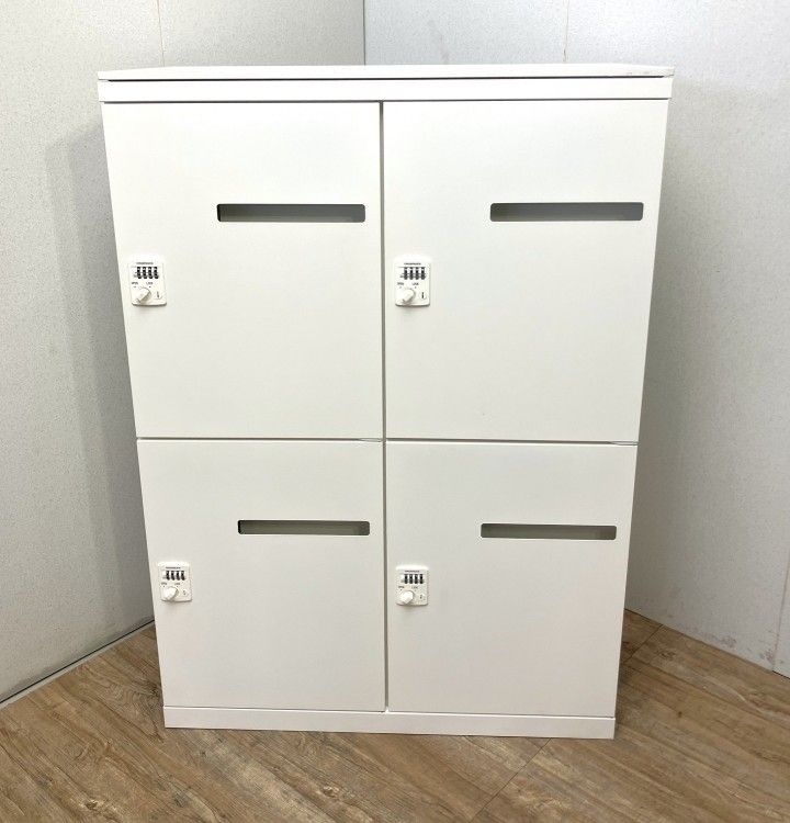 【中古品】オカムラ レクトラインシリーズ ダイヤル式天板付4人用パーソナルロッカー 4B25YX ZA75 ホワイト 27,000円