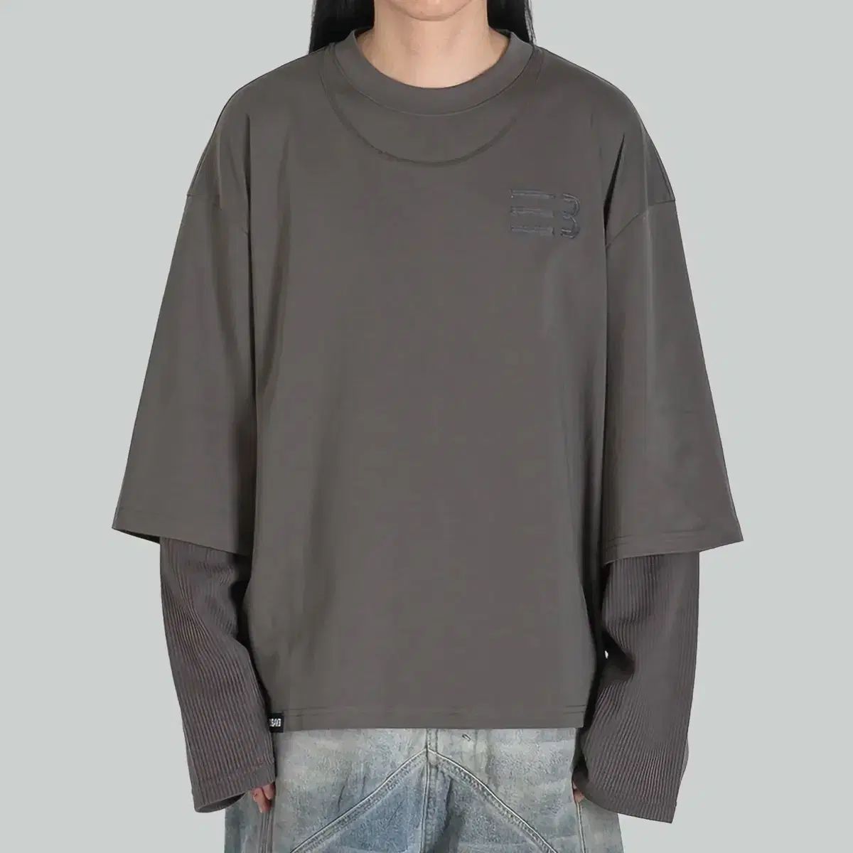 ネームセイク オーバーサイズ ダブル スリーブ Tシャツ