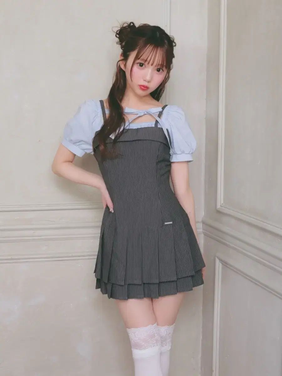 リー・エマリー ダブルプリーツリボン ONE PIECE スナ系Girl・リー・エブリン・ミシェル・PIUM