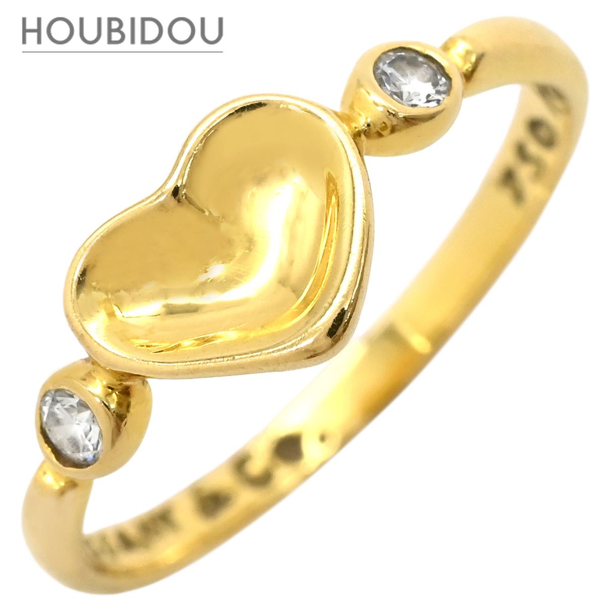 ティファニー Tiffany & Co リング 指輪 フルハート ダイヤ イエローゴールド T＆Co. 18K 750 YG エルサ ペレッティ 2石 2粒 7.5号 【箱】【中古】
