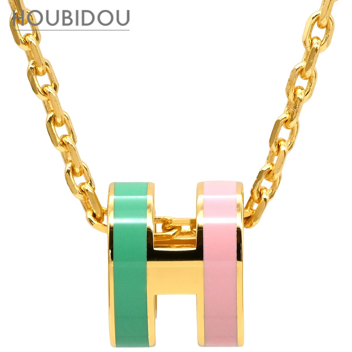 エルメス Hermes ネックレス ポップアッシュ ミニ ペンダント ロカバール GP ラッカー マラバル ゴールド金具 緑 ピンク H 新品 未使用 【箱】【中古】
