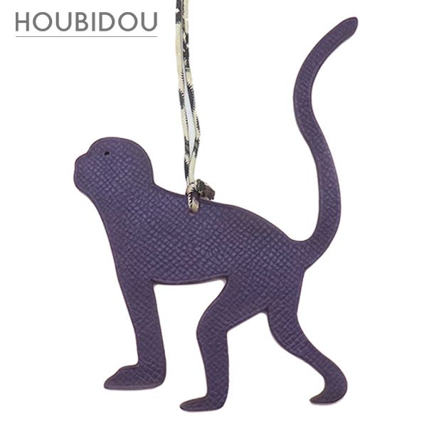 エルメス Hermes バッグチャーム プティアッシュ サル ヴォーエプソン シェーブル パープル×レッド 猿 チャーム petit H 【箱】【中古】