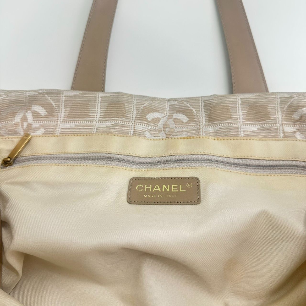【訳あり】CHANEL シャネル ニュートラベルライン トートバッグ ベージュ 錦】CHANEL シャネル ニュートラベルライン MM トートバッグ ベージュ
