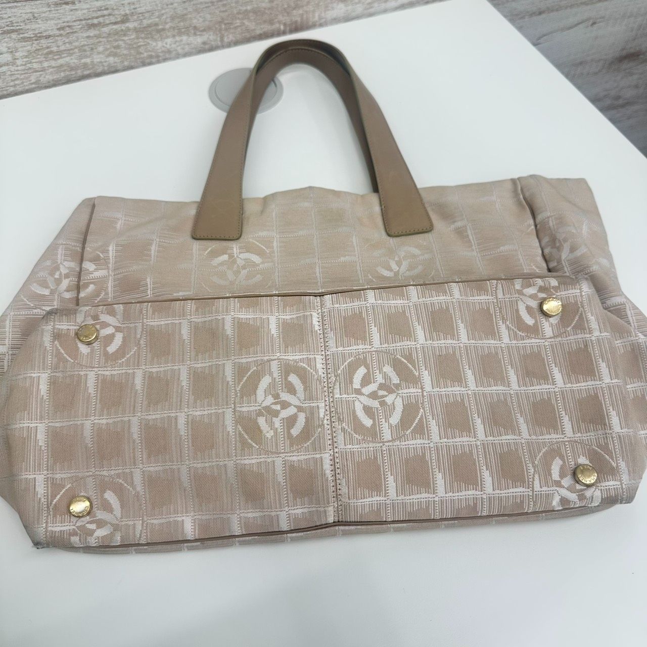 錦】CHANEL シャネル ニュートラベルライン MM トートバッグ ベージュ