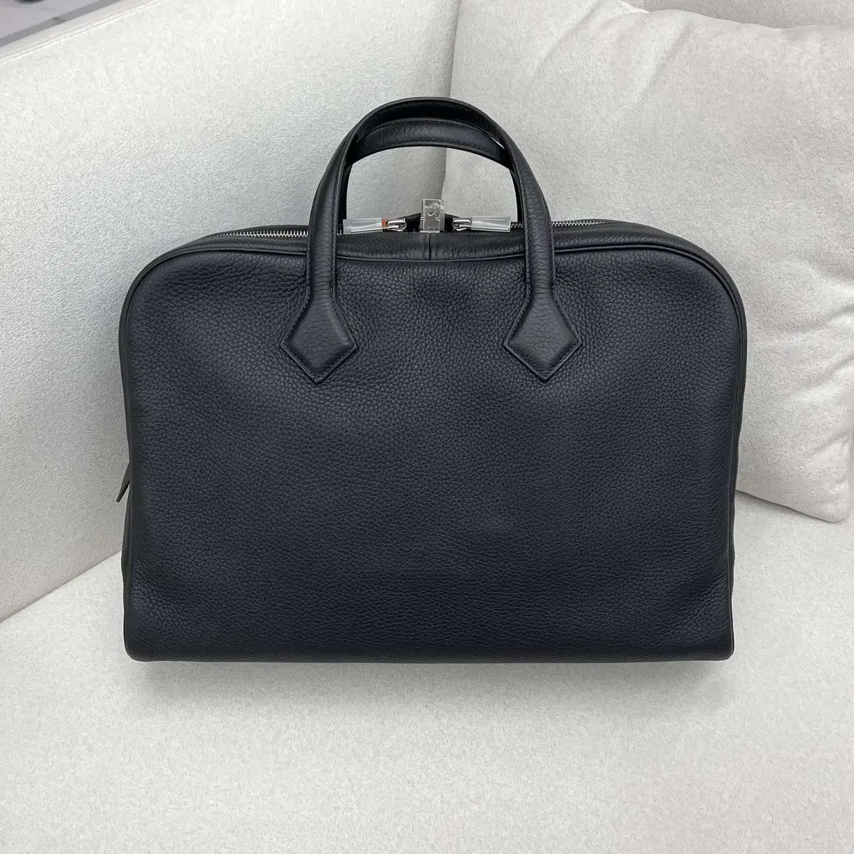 新品 エルメス ヴィクトリア II 12H ブリーフケース ブラック シルバー H0766