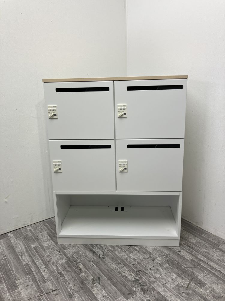 【中古品】コクヨ イノンシリーズ 天板付ダイヤル式4人用パーソナルロッカー NPLH-4XM39SAW ホワイト