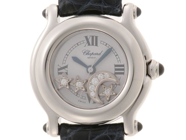 Chopard ショパール ウォッチ ハッピースポーツ ムーンスター 時計 27/8245-23 腕時計 ステンレス/ダイヤモンド ホワイト クオーツ レディース【中古】【【437】】