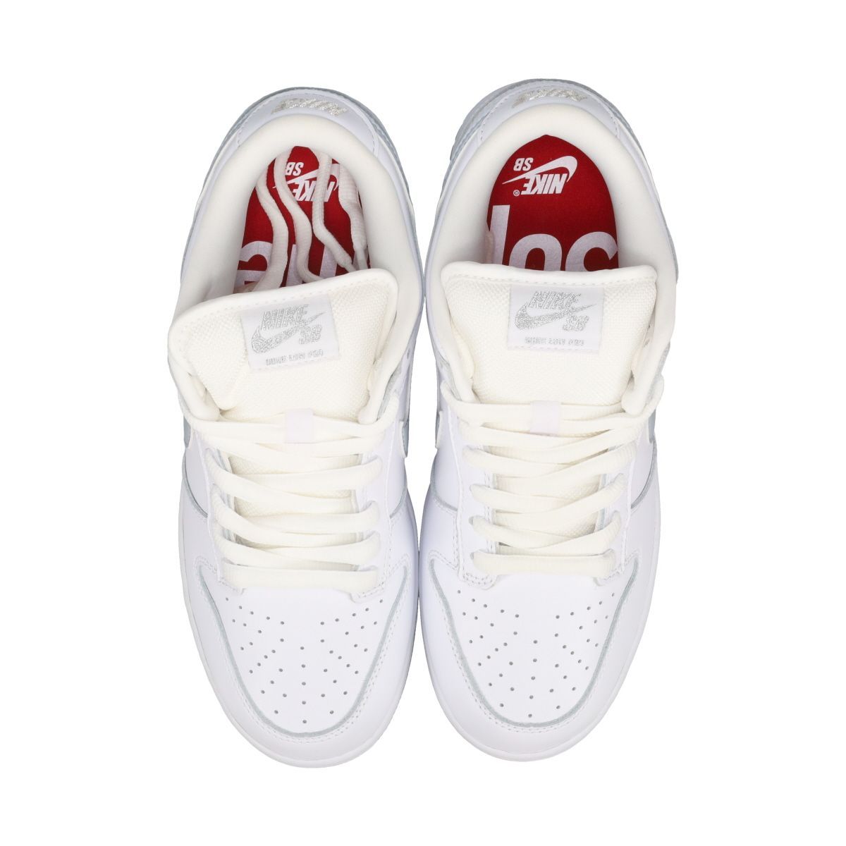 NIKE SB DUNK LOW × SUPREME WHITE/METALLIC SILVER/WHITE US8-26.0cm