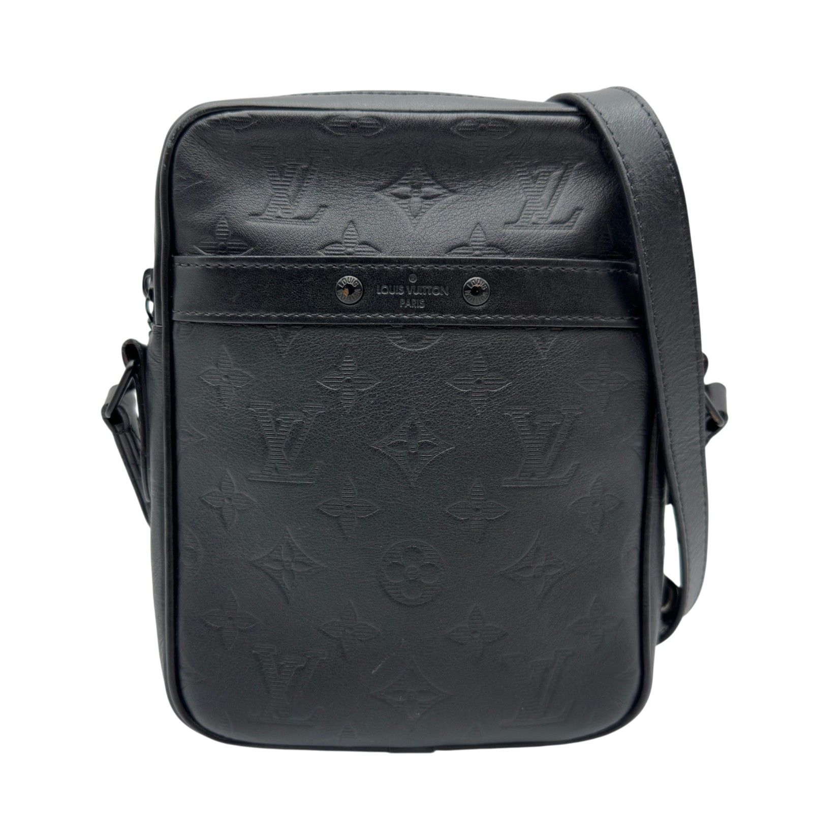 ルイ・ヴィトン LOUIS VUITTON ダヌーブPM M43681 ブラック モノグラムシャドウレザー メンズ ショルダーバッグ