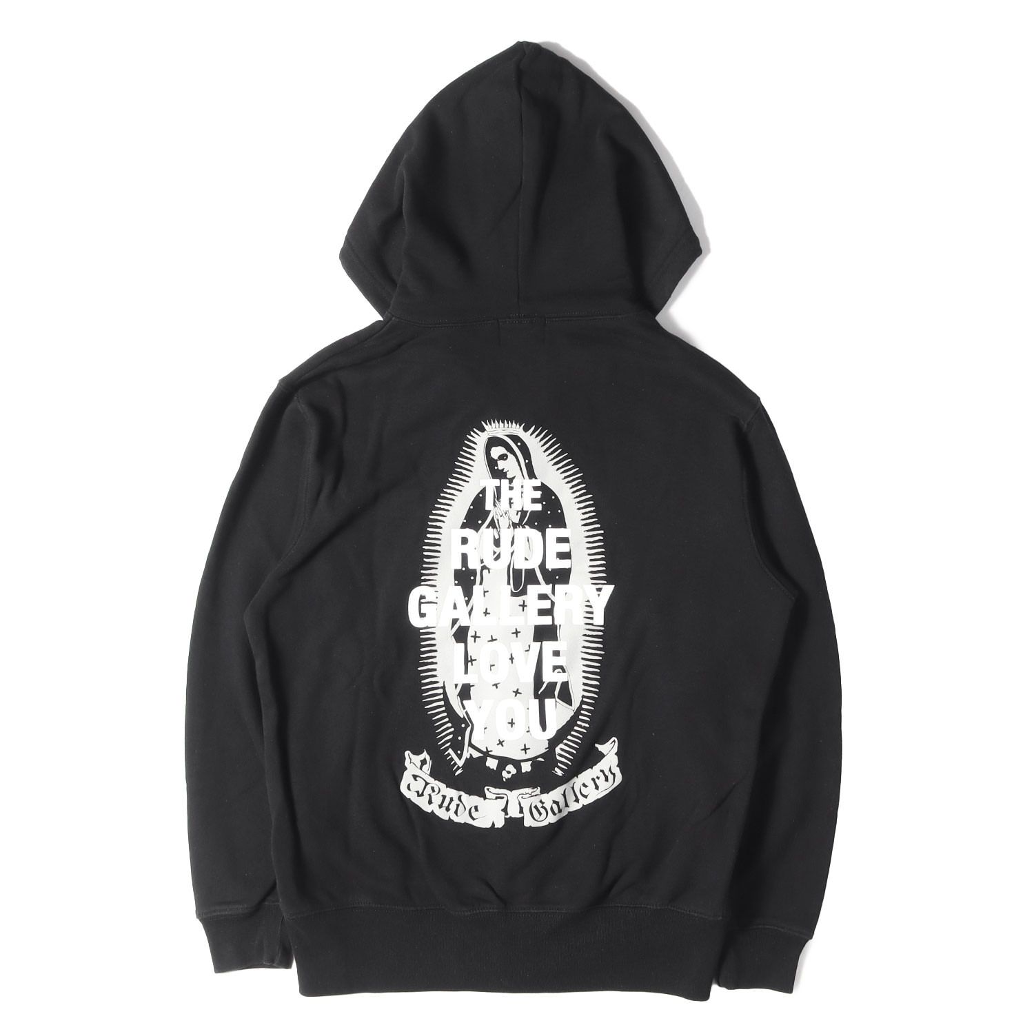 RUDE GALLERY ルードギャラリー パーカー ブラック 黒 サイズ:M | 23SS 東京限定 マリア プリント ジップ スウェットパーカー(MARIA LOVE YOU HOODIE) | トップス フーディー【メンズ】【中古】