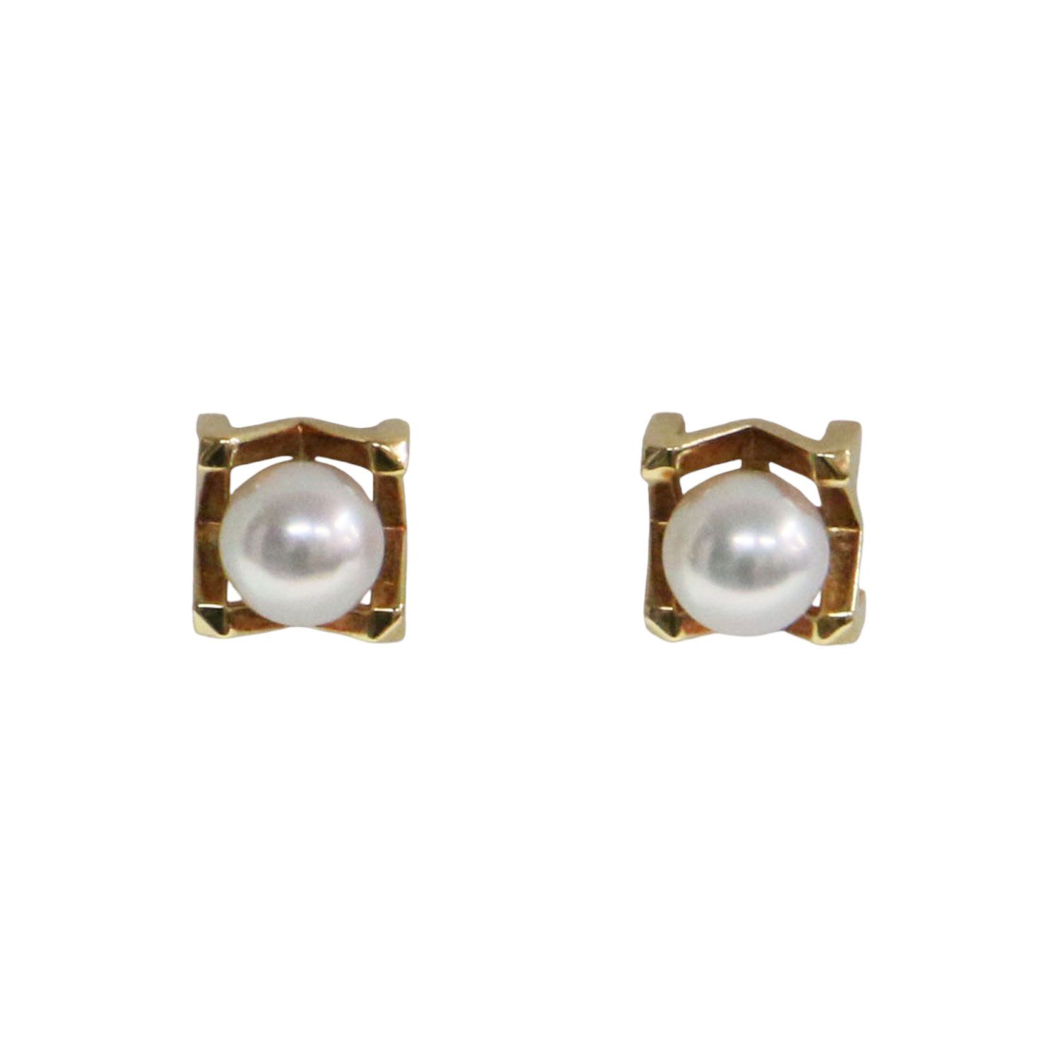 【美品】MIKIMOTO ミキモト ピアス | M collection パールピアス | 両耳用 スタッドタイプ Mモチーフ アコヤ真珠 K18 | イエローゴールド | ブランド アクセサリー ジュエリー【レディース】【中古】