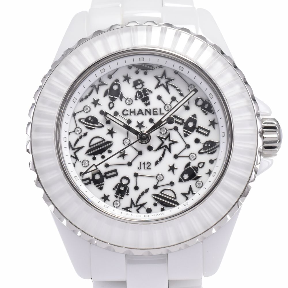 シャネル CHANEL H7990 J12 12P ダイヤモンド 限定モデル ホワイト クォーツ レディース 美品 腕時計 I#147798