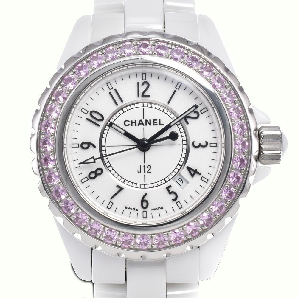 シャネル CHANEL H7990 J12 ダイヤモンドベゼル ホワイト クォーツ レディース 美品 腕時計 I#147961