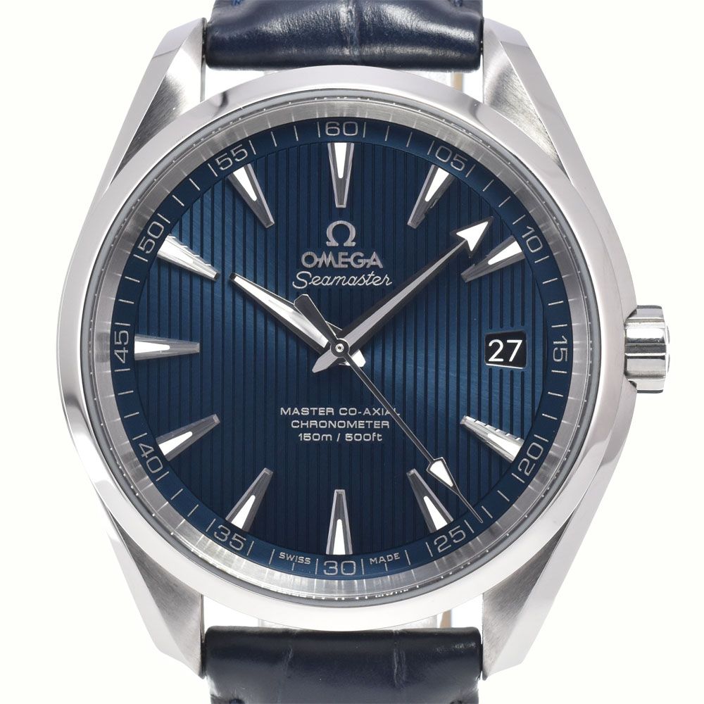 オメガ OMEGA 231.13.42.21.03.001 シーマスター アクアテラ ブルー 自動巻き メンズ 美品 腕時計 I#147766