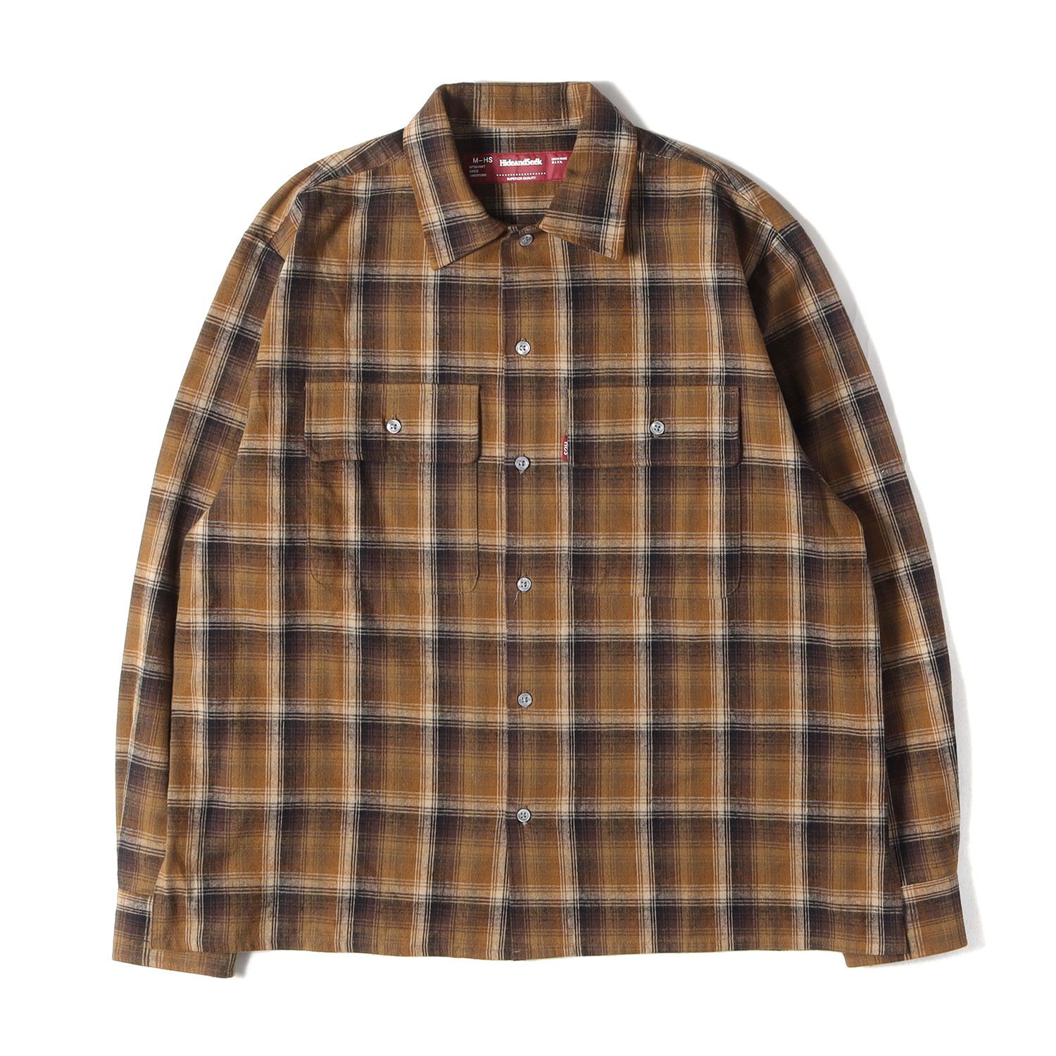 HideandSeek ハイドアンドシーク シャツ ブラウン サイズ:M | 26SS オンブレチェック フランネルシャツ(Flannel Check L/S Shirt) | トップス カジュアルシャツ 長袖【メンズ】【中古】
