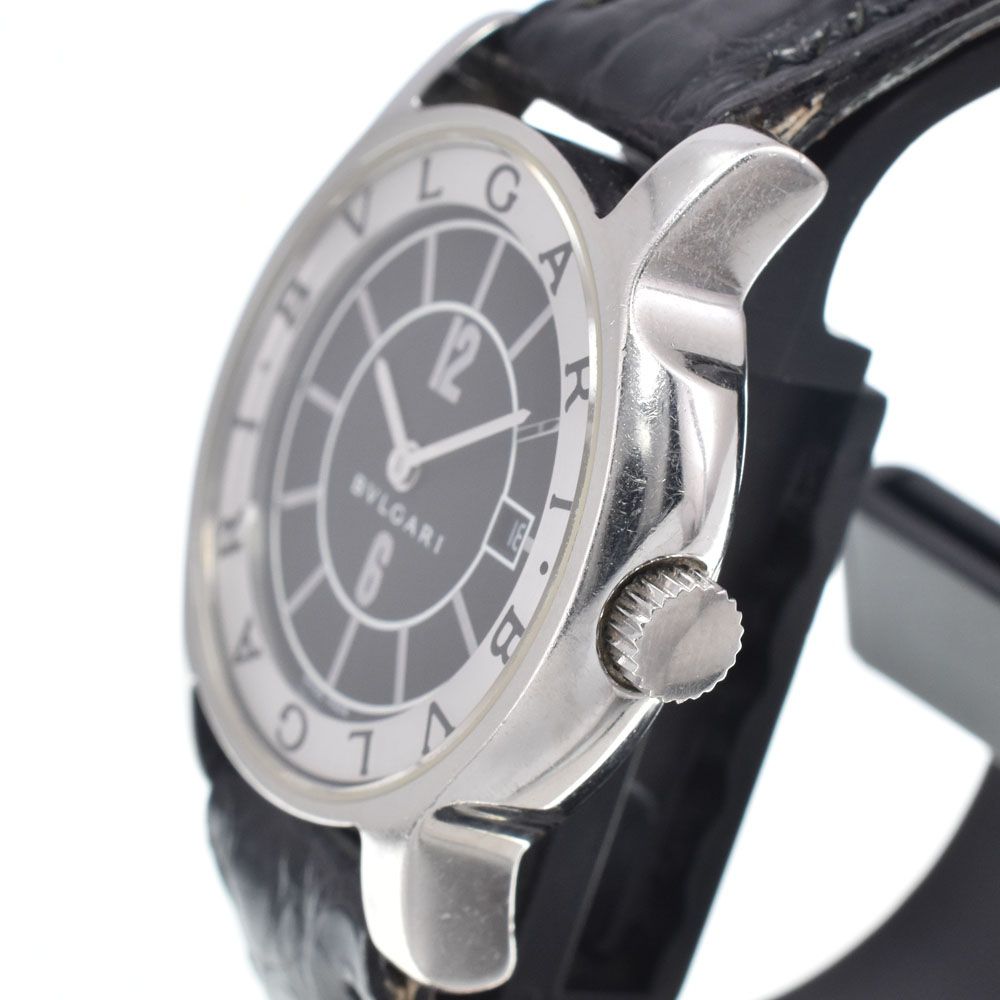 ブルガリ BVLGARI ST29S ソロテンポ ブラック/シルバー クォーツ レディース 良品 袋付き 腕時計 I#147802