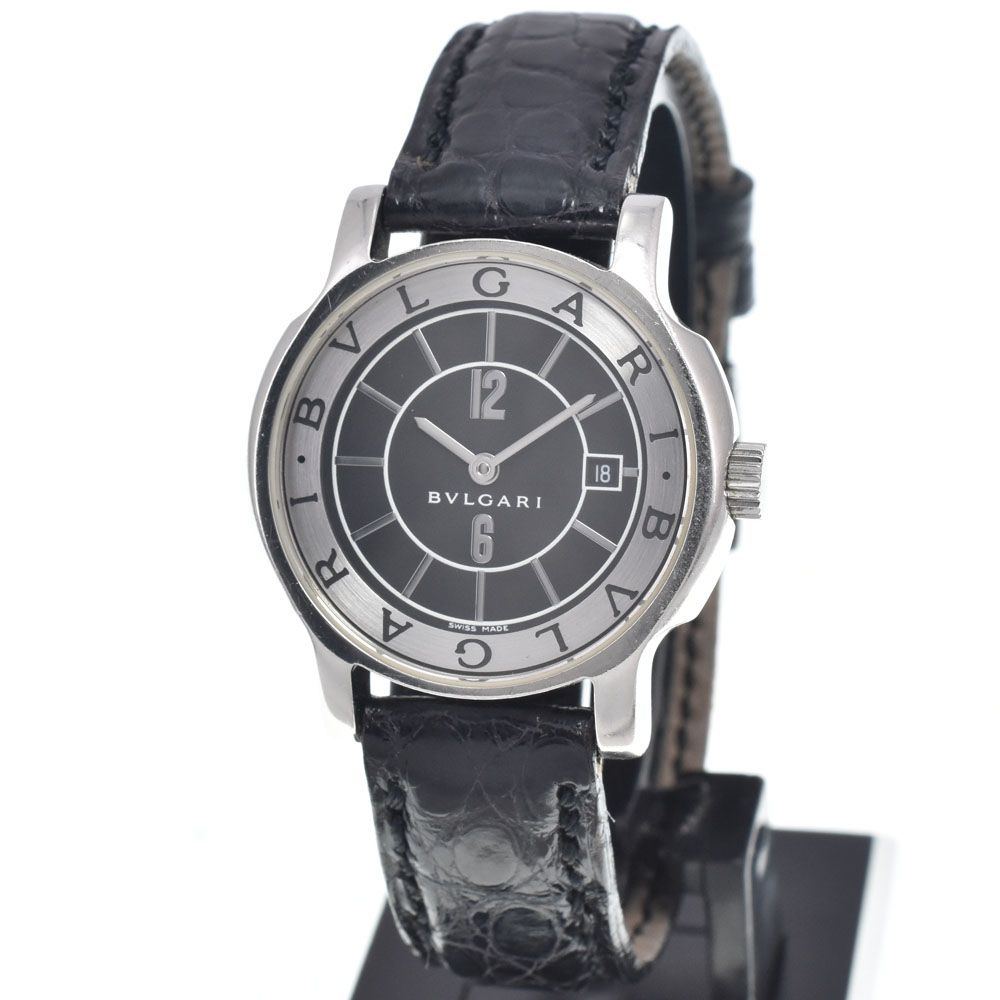 ブルガリ BVLGARI ST29S ソロテンポ ブラック/シルバー クォーツ レディース 良品 袋付き 腕時計 I#147802