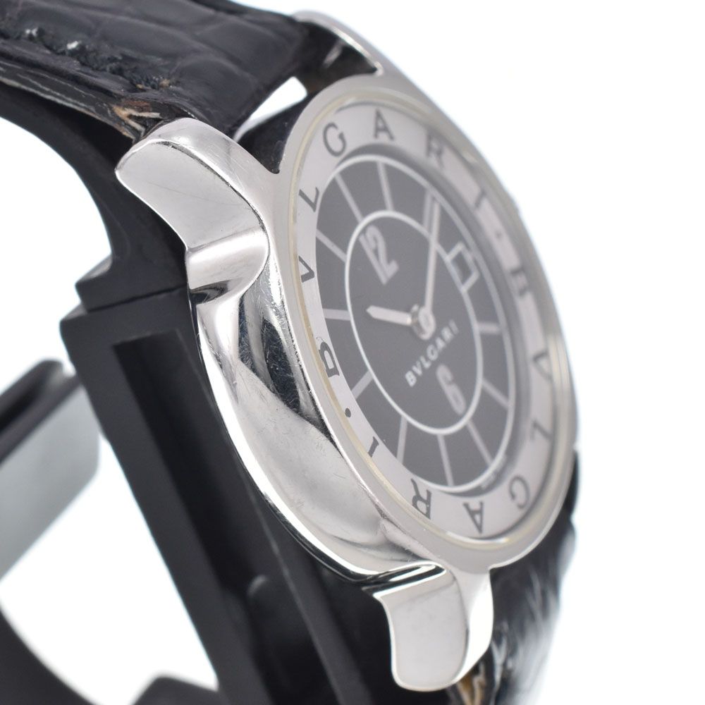 ブルガリ BVLGARI ST29S ソロテンポ ブラック/シルバー クォーツ レディース 良品 袋付き 腕時計 I#147802