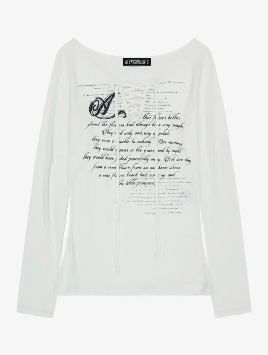 アピューコメンツ ペール プリント レースアップ ロングスリーブ トップス WHITE