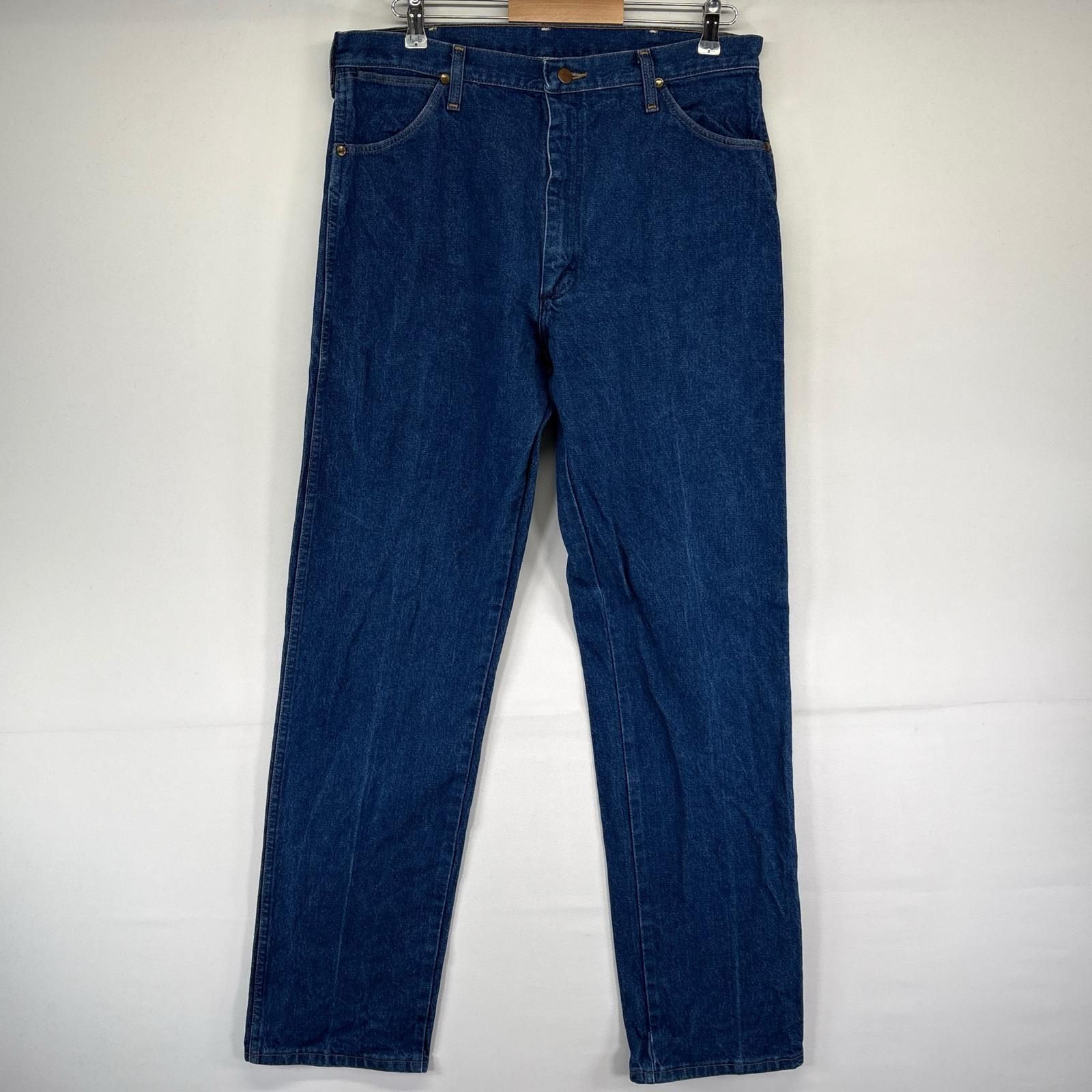 古着 ラングラー Wrangler USA製 デニム パンツ 5ポケ 大きいサイズ ストレート ジーパン ジーンズ w36×L36 ブルー系 メンズ