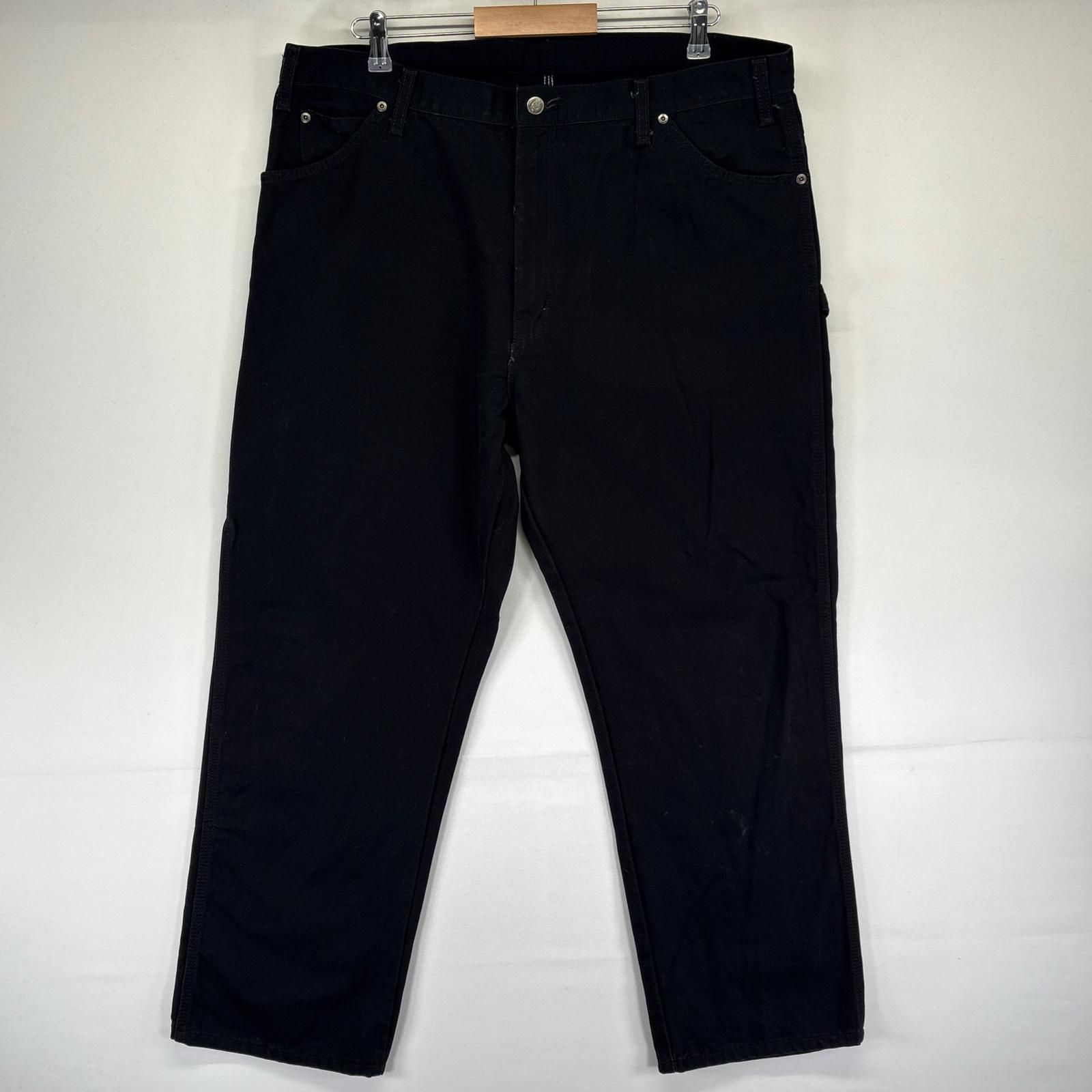 古着 ディッキーズ Dickies ダック パンツ ワークパンツ ジッパーフライ 大きいサイズ ワンポイントロゴ W40×L30 ブラック系 メンズ