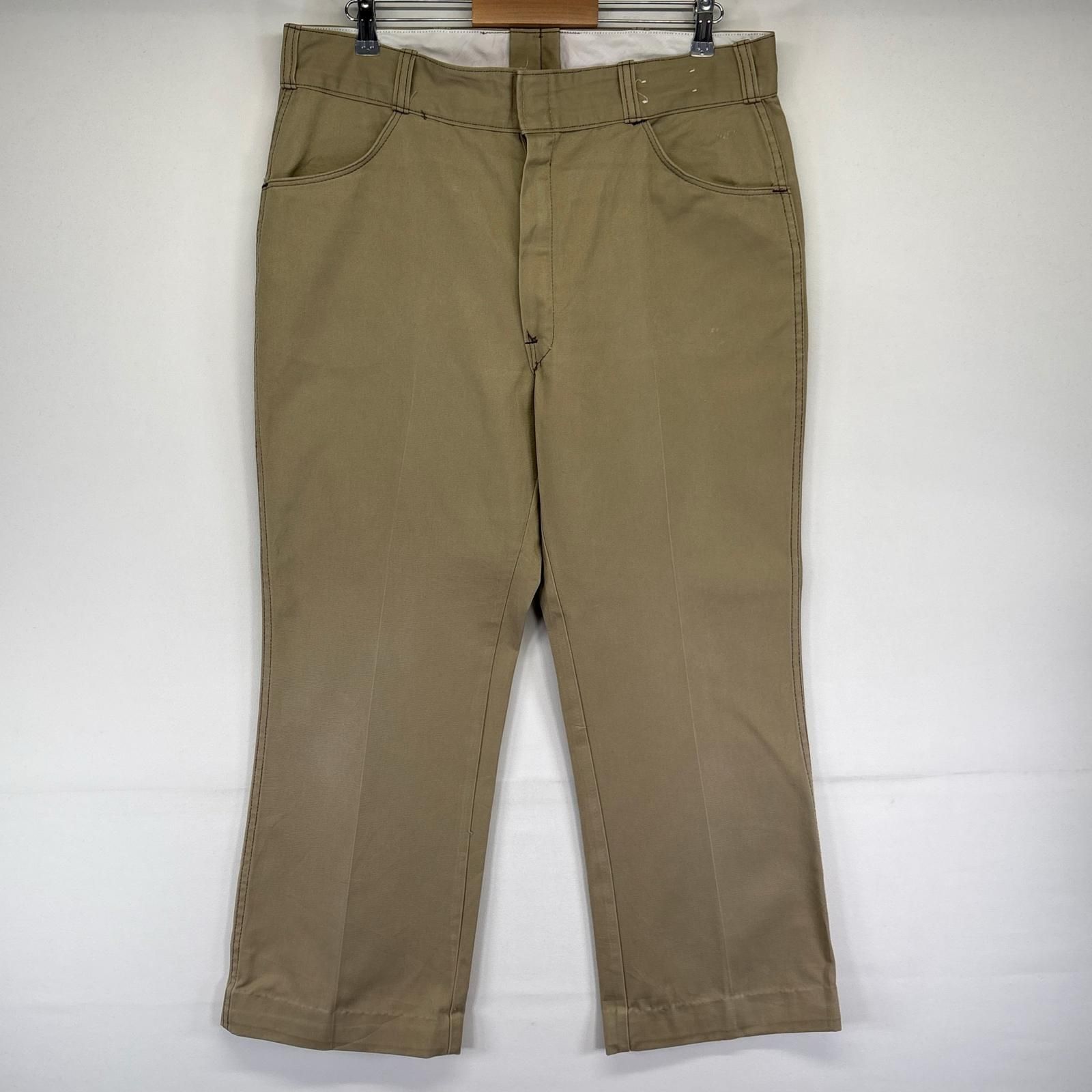 古着 70's/70年代 ヴィンテージ ディッキーズ Dickies パンツ チビタグ チノパン 大きいサイズ ジップフライ W38L31 ベージュ系 メンズ