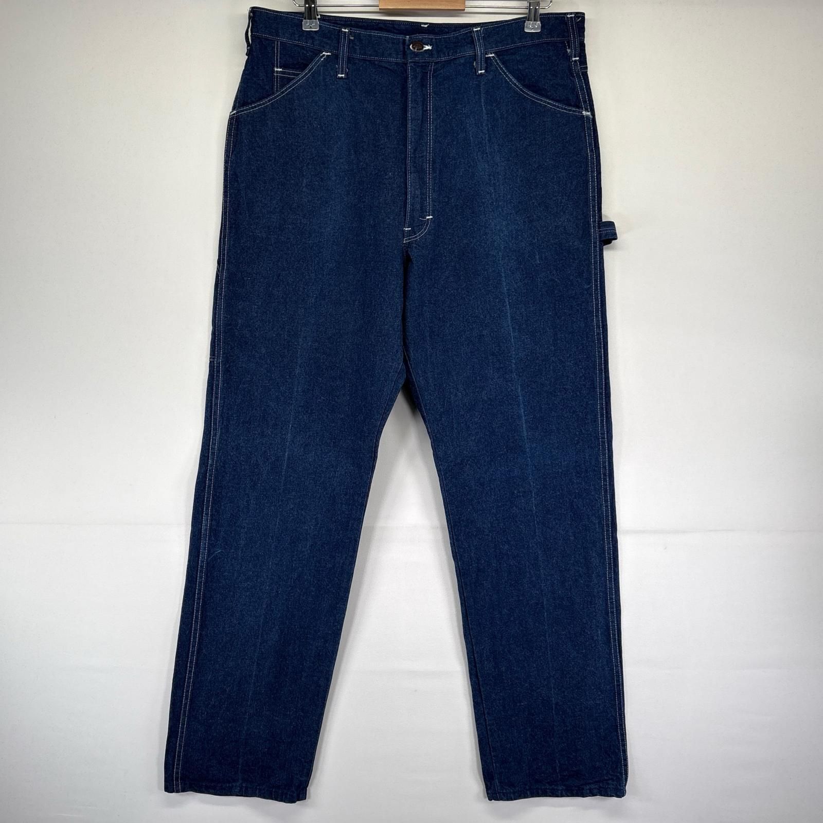 古着 80's/80年代 ヴィンテージ ディッキーズ Dickies USA製 デニム パンツ チビタグ タロンジップ W38×L34  ブルー系 メンズ 古着 80's/80年代 ヴィンテージ ディッキーズ Dickies USA製 デニム