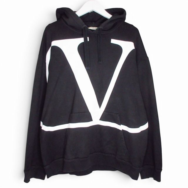 ヴァレンティノ ヴァレンチノ VALENTINO Vロゴ パーカー フーディー スウェット プルオーバー ブラック XLサイズ E04220126253