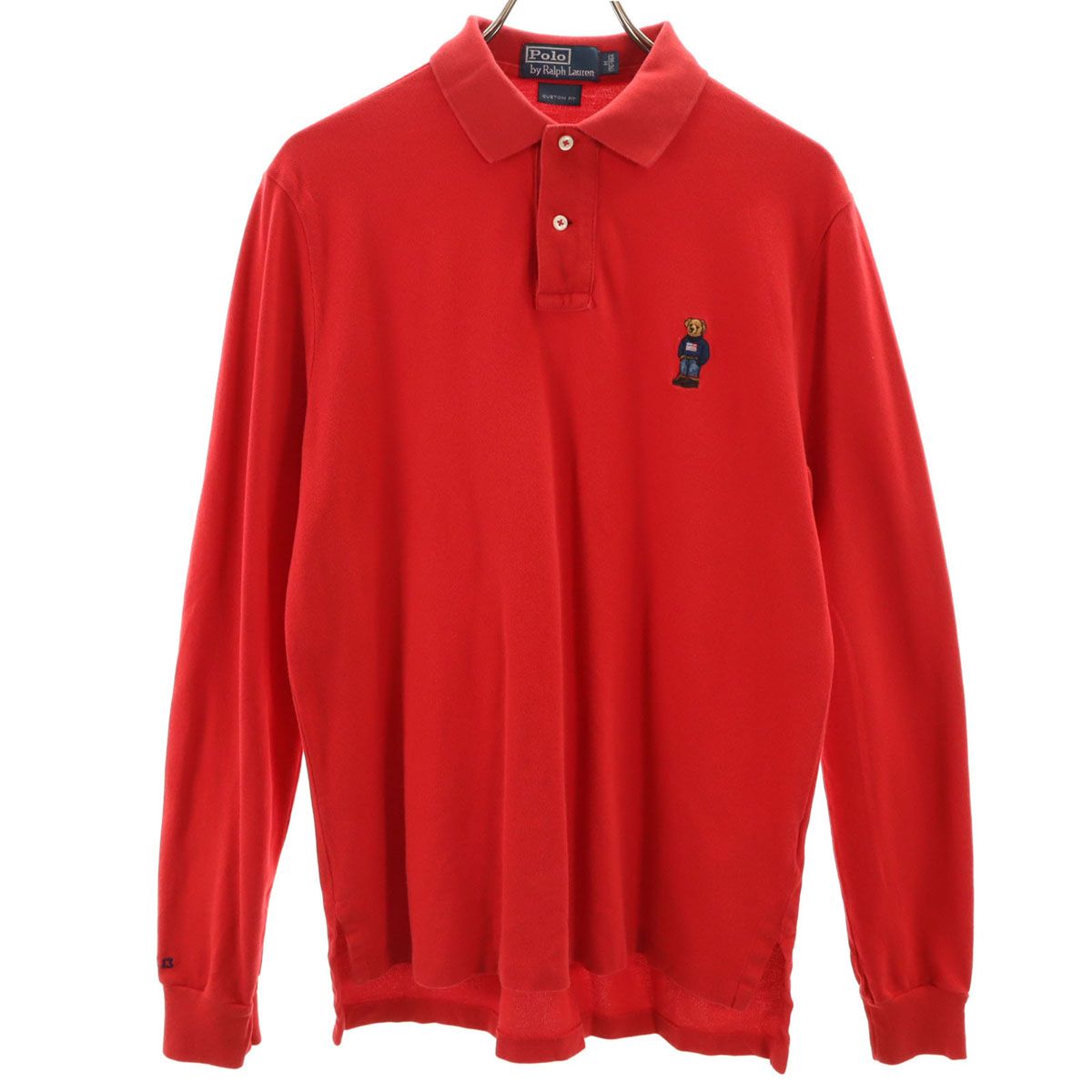 Polo by Ralph Lauren ポロバイラルフローレン ポロベア 長袖 ポロシャツ M レッド 鹿の子 メンズ 古着