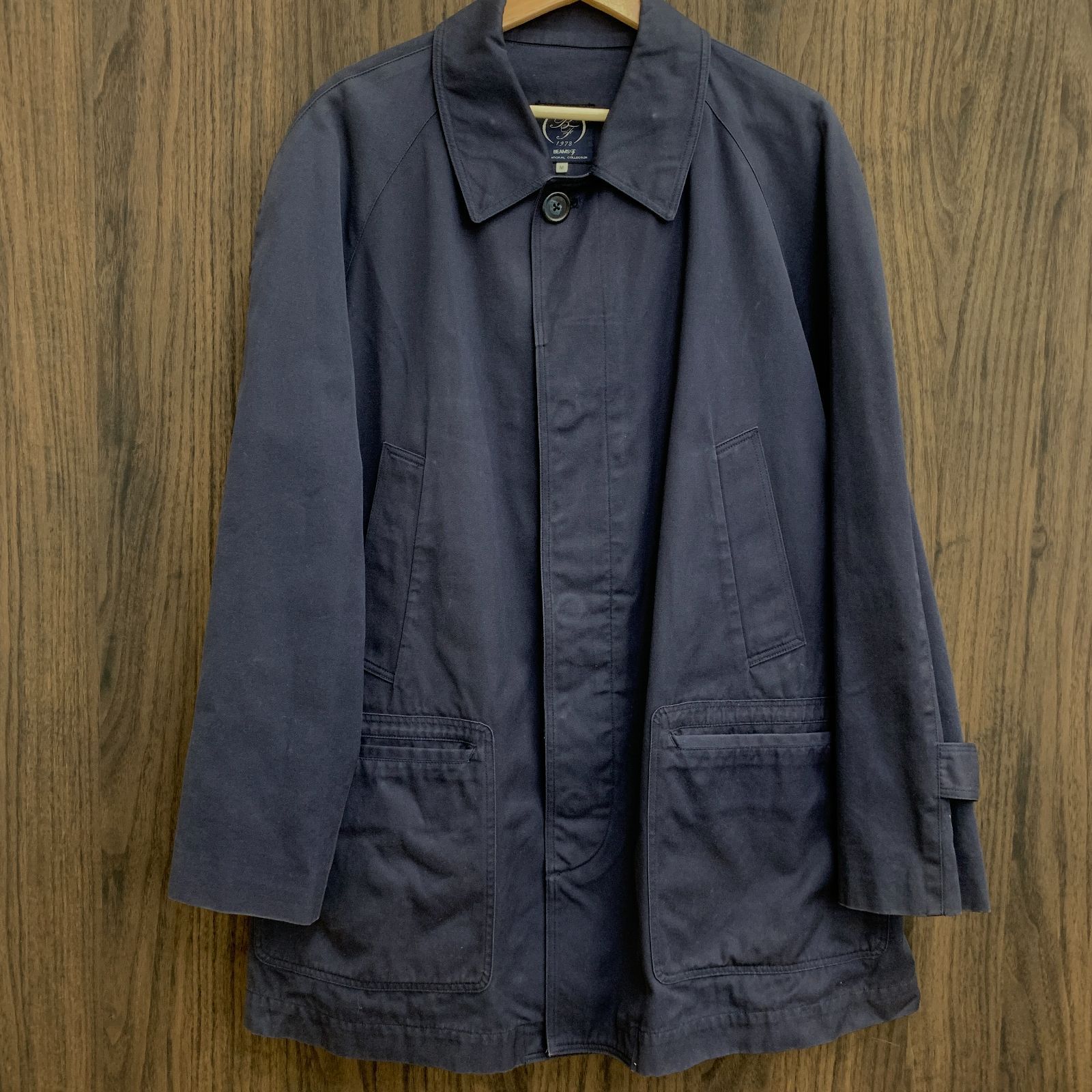 BEAMS F ビームスエフ 日本製 コットン ステンカラーコート ネイビー M