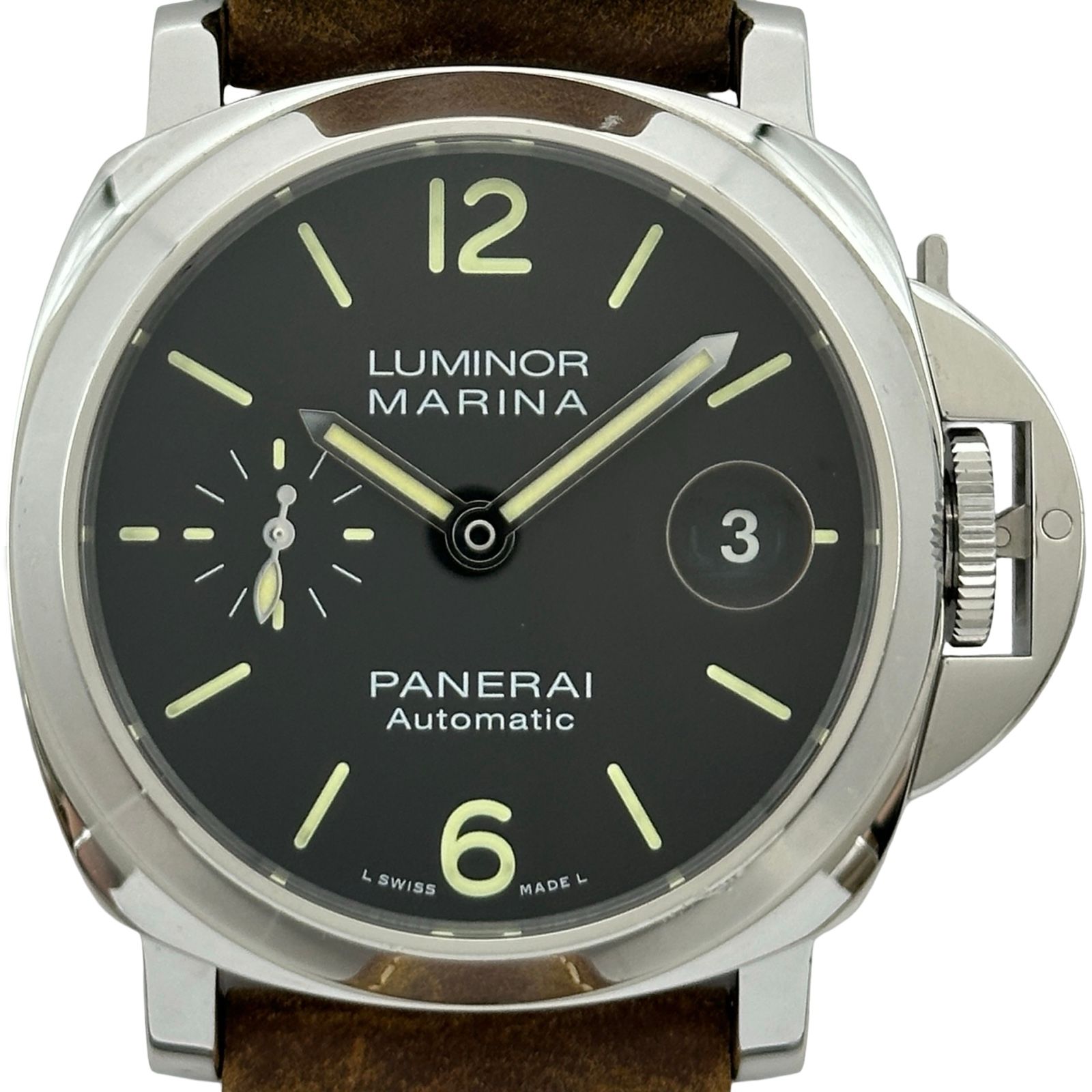 パネライ PANERAI ルミノール マリーナ オートマティック アッチャイオ PAM01048 ブラック ステンレススチール 自動巻き メンズ 腕時計