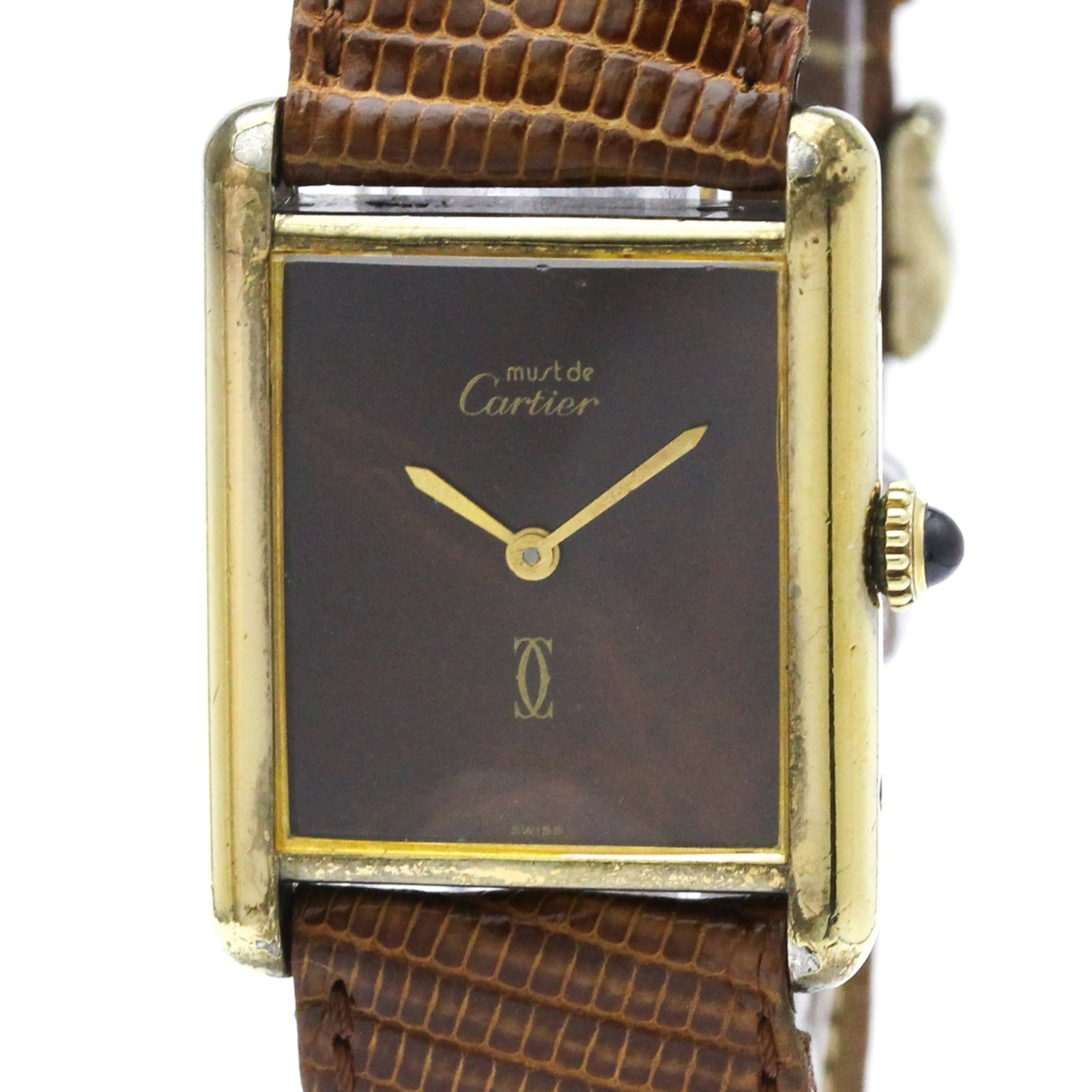 カルティエ (CARTIER) タンク ヴェルメイユ ゴールドプレート レザー 