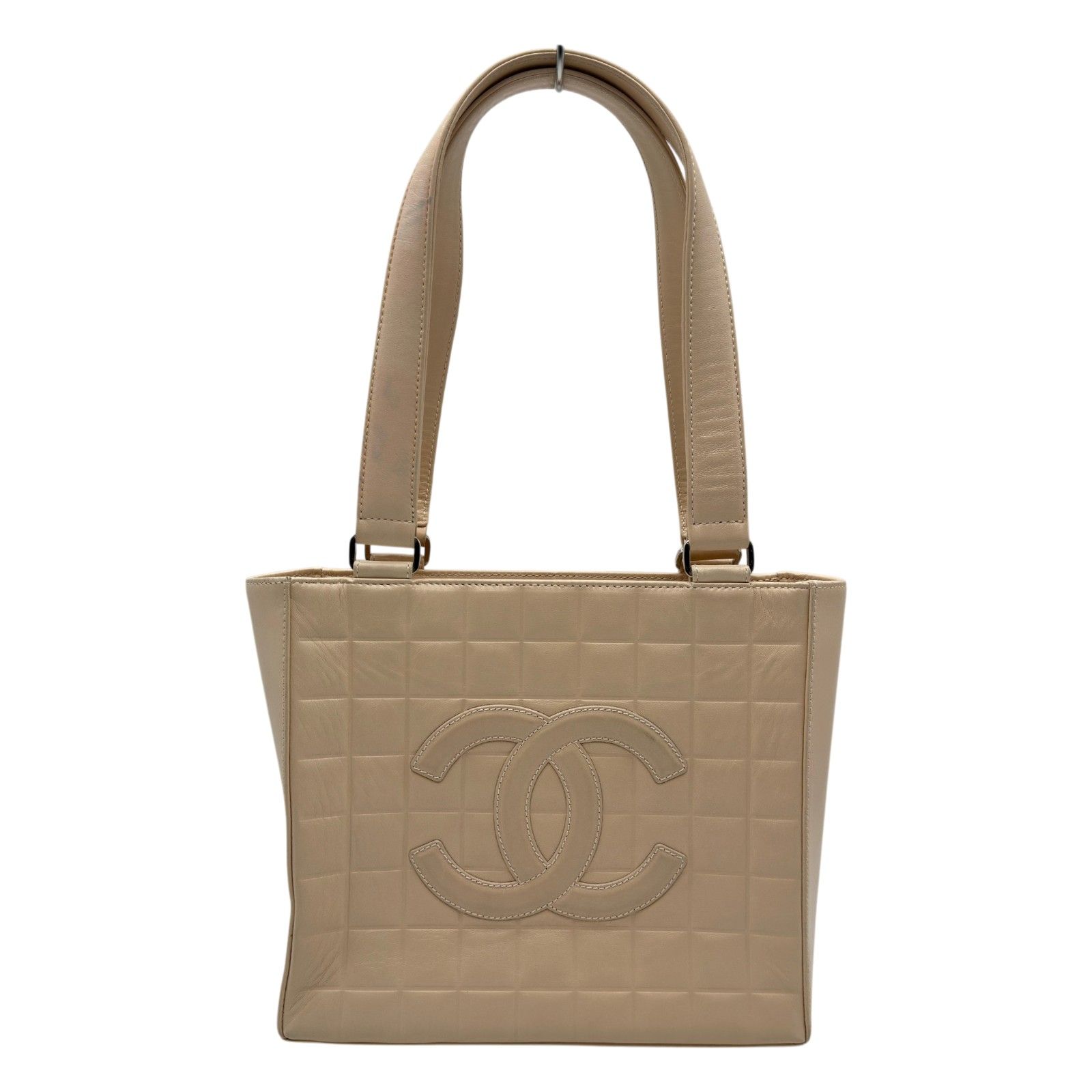 シャネル CHANEL チョコバーハンドバッグ 7番台 ベージュ シルバー金具 ラムスキン レディース ハンドバッグ