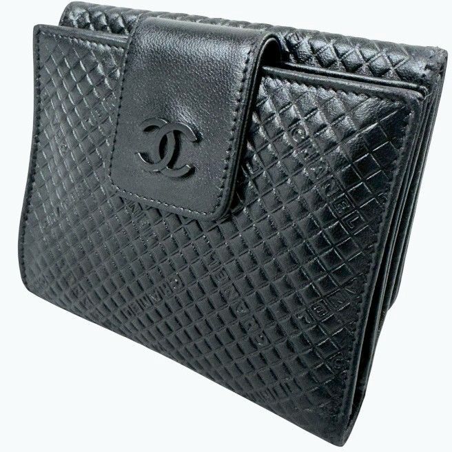 ！極美品！　CHANEL 折り財布　チョコバー　ブラック 美品】CHANEL シャネル マイクロチョコバー Wホック コンパクト 二