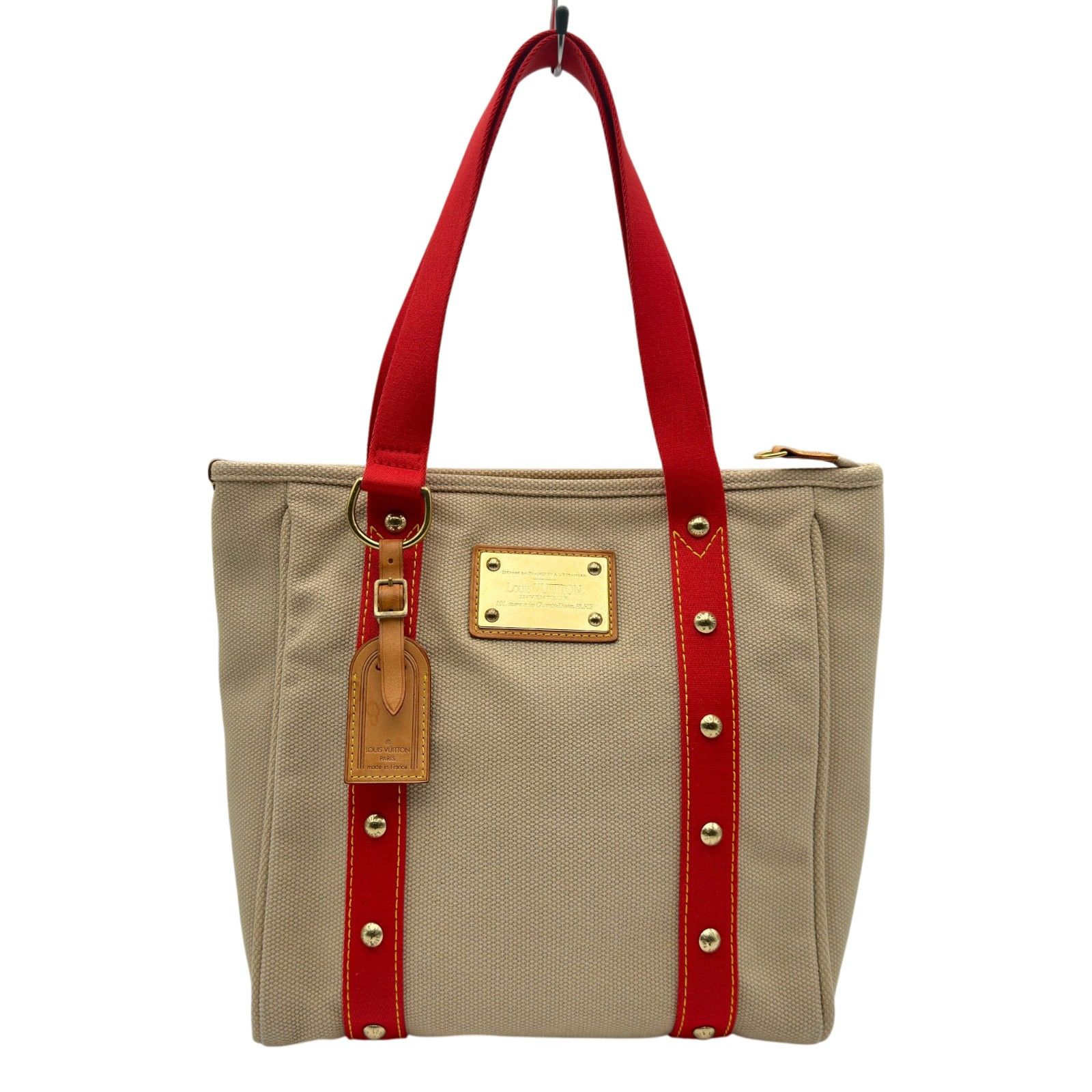 ルイ・ヴィトン LOUIS VUITTON カバMM M40035 ベージュ/レッド キャンバス レディース トートバッグ