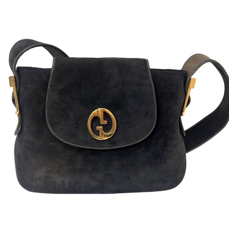 GUCCI グッチ ヴィンテージ 1973 ショルダーバッグ ブラック スエード ショルダーバッグ レディース 【中古】 22605K79