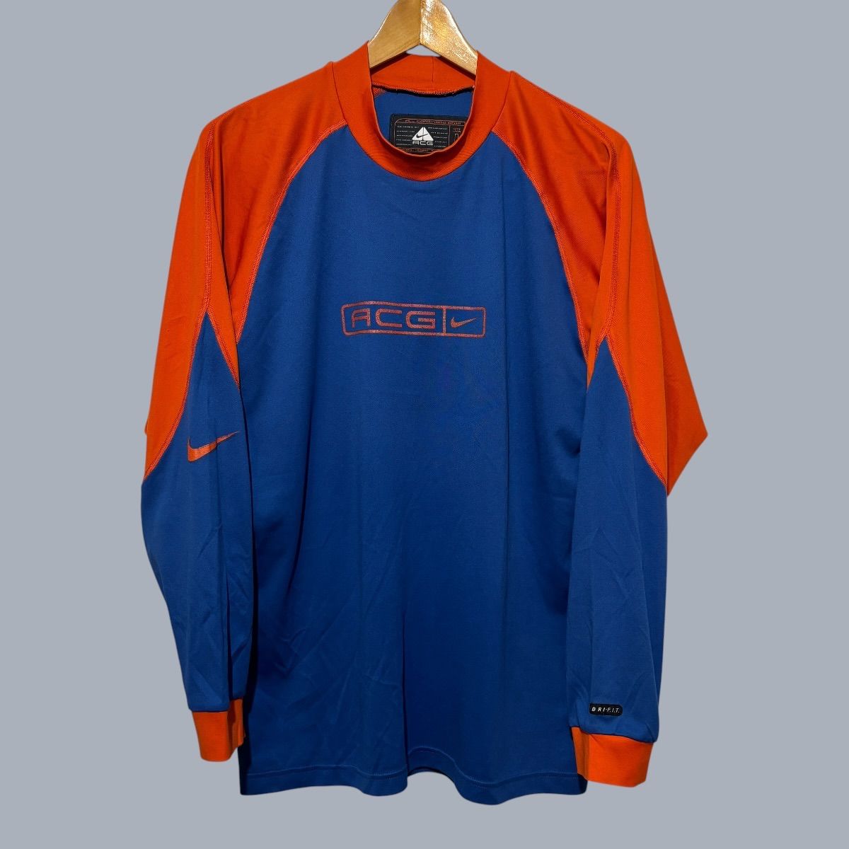 USA製 90-00s NIKE ACG Sports Inner L/S Shirts L 青 オレンジ ナイキ ACG dry-Fit 1 ファーストインナー トレーニング 古着